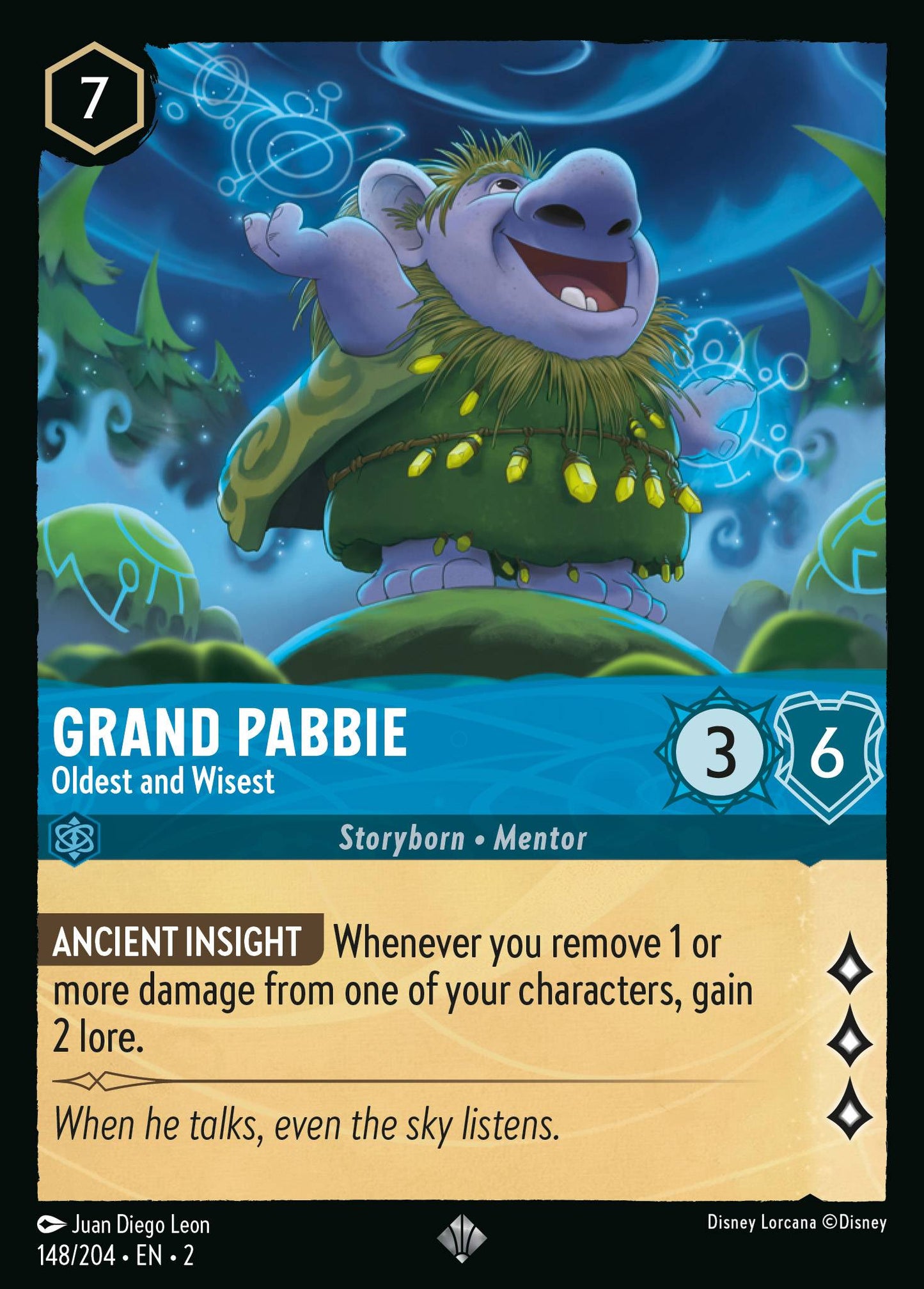 148/204 Grand Pabbie - Oldest and the Wisest Disney Lorcana Rise of the Floodborn Super Rare