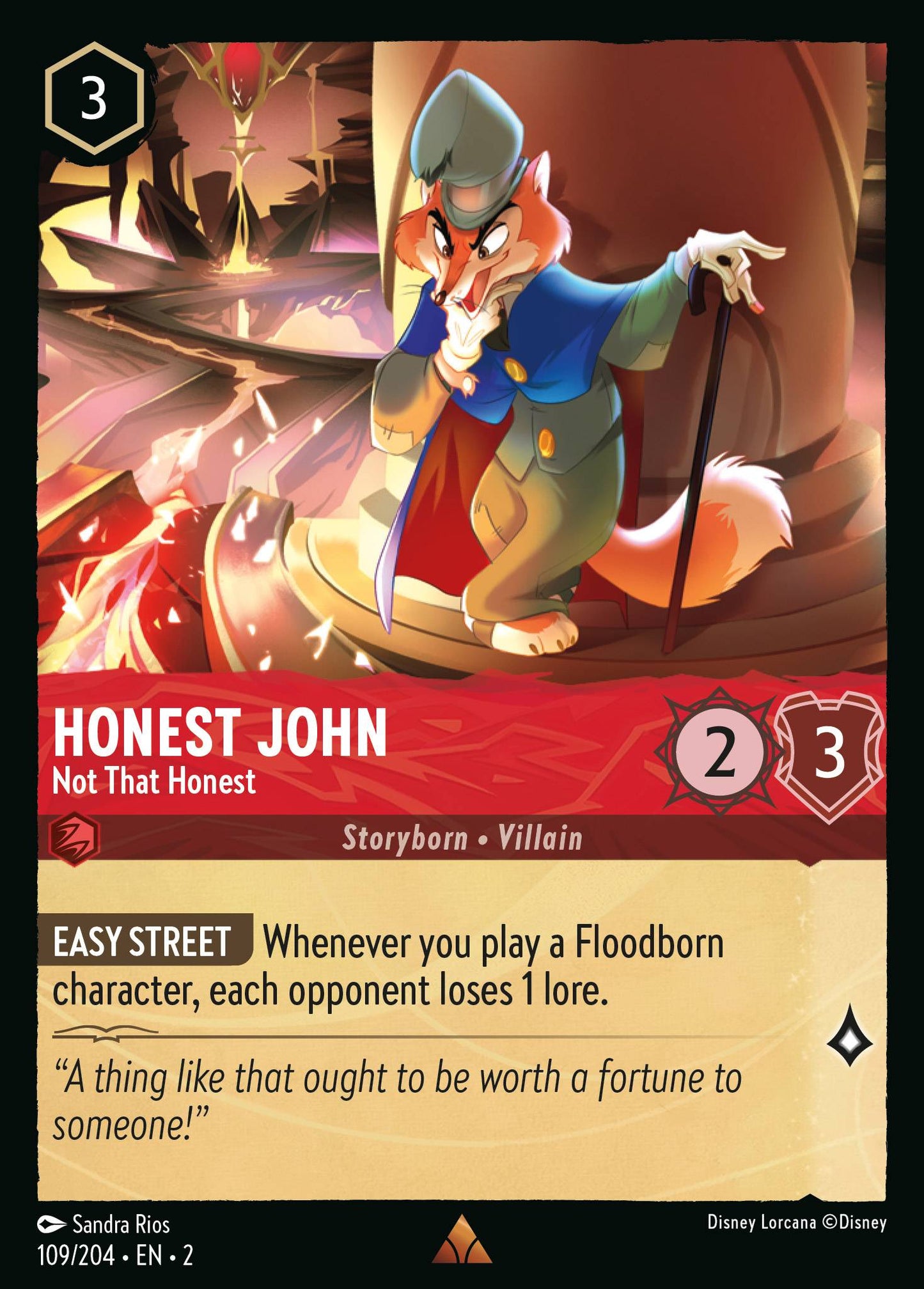 109/204 Honest John - Not That Honest Disney Lorcana Rise of the Floodborn Rare