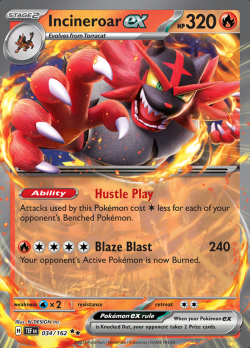 Pokemon Incineroar ex  Temporal Forces Double Rare 034/162