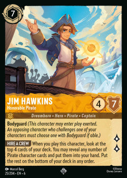 25/204 Disney Lorcana Azurite Sea Jim Hawkins - Honorable Pirate Super Rare