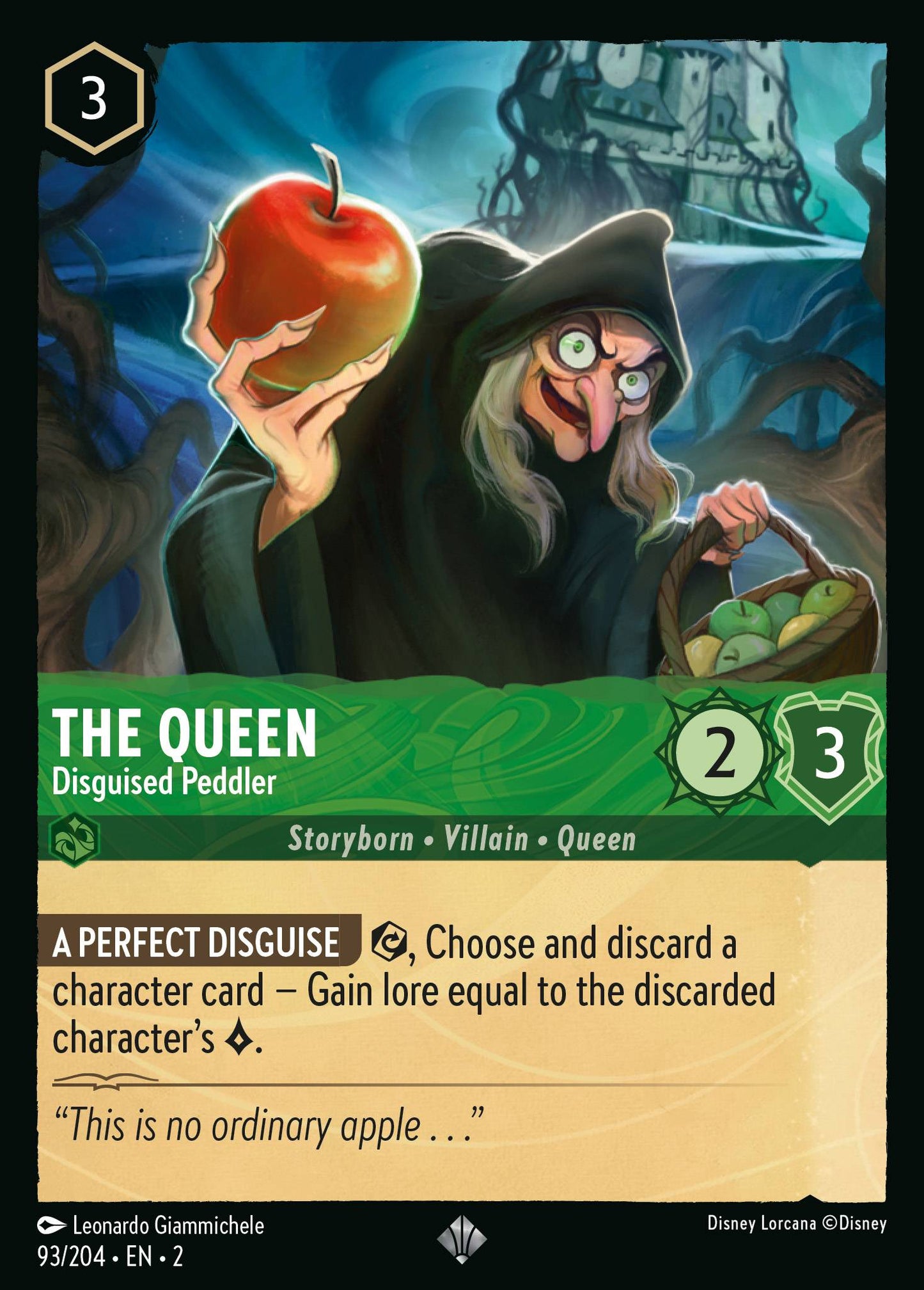 093/204 The Queen - Disguised Peddler Disney Lorcana Rise of the Floodborn Super Rare