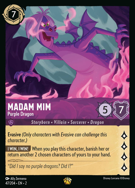 047/204 Madam Mim - Purple Dragon Disney Lorcana Rise of the Floodborn Legendary