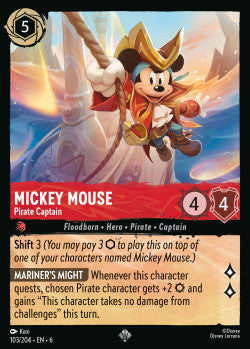 103/204 Disney Lorcana Azurite Sea Mickey Mouse - Pirate Captain  Super Rare