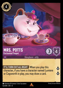 052/204 Mrs. Potts - Enchanted Teapot Disney Lorcana Ursula’s Return Rare