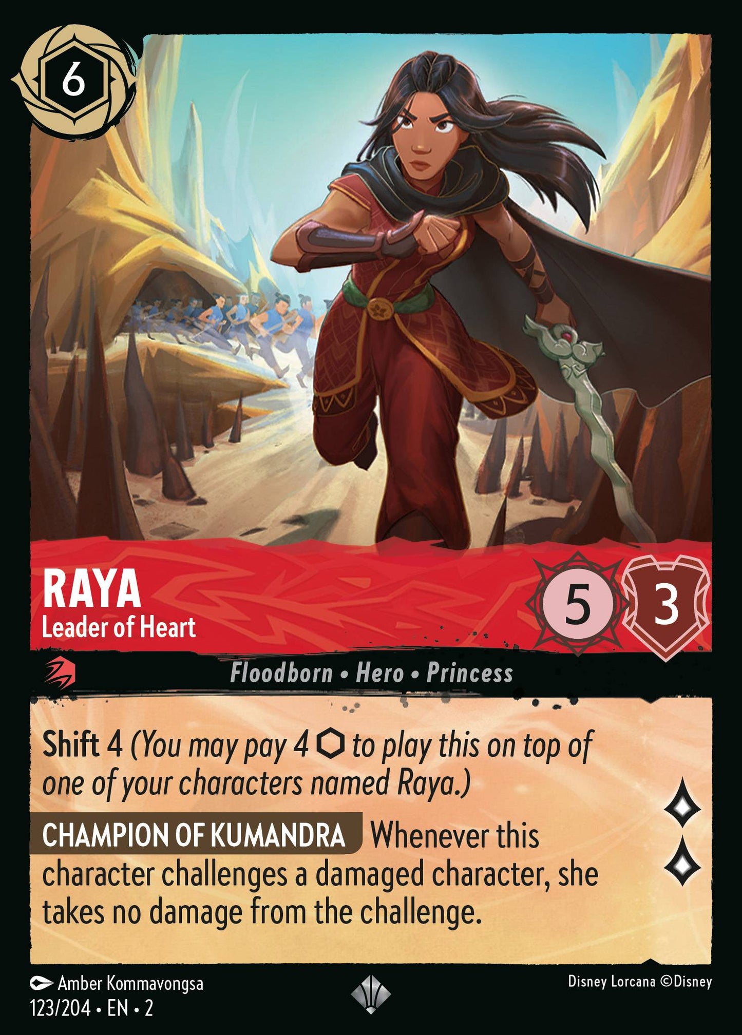 123/204 Raya - Leader Of Heart Disney Lorcana Rise of the Floodborn Super Rare