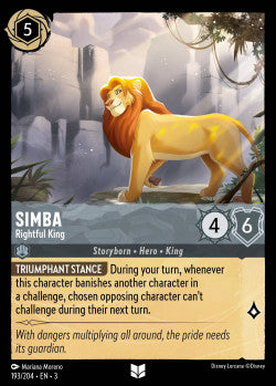 193/204 Simba - Rightful King Disney Lorcana into the inklands Uncommon