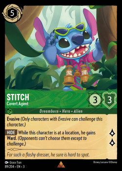 089/204 Stitch - Covert Agent Rare Disney Lorcana into the inklands