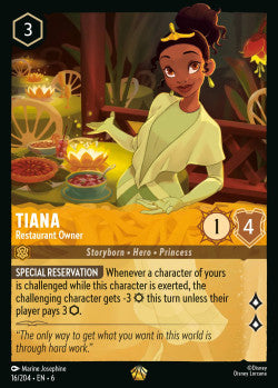 16/204 Disney Lorcana Azurite Sea Tiana - Restaurant Owner Legendary