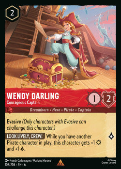 108/204 Disney Lorcana Azurite Sea Wendy Darling - Courageous Captain Rare