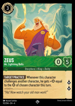 092/204 Zeus - Mr. Lightning Bolts Disney Lorcana Ursula’s Return Super Rare