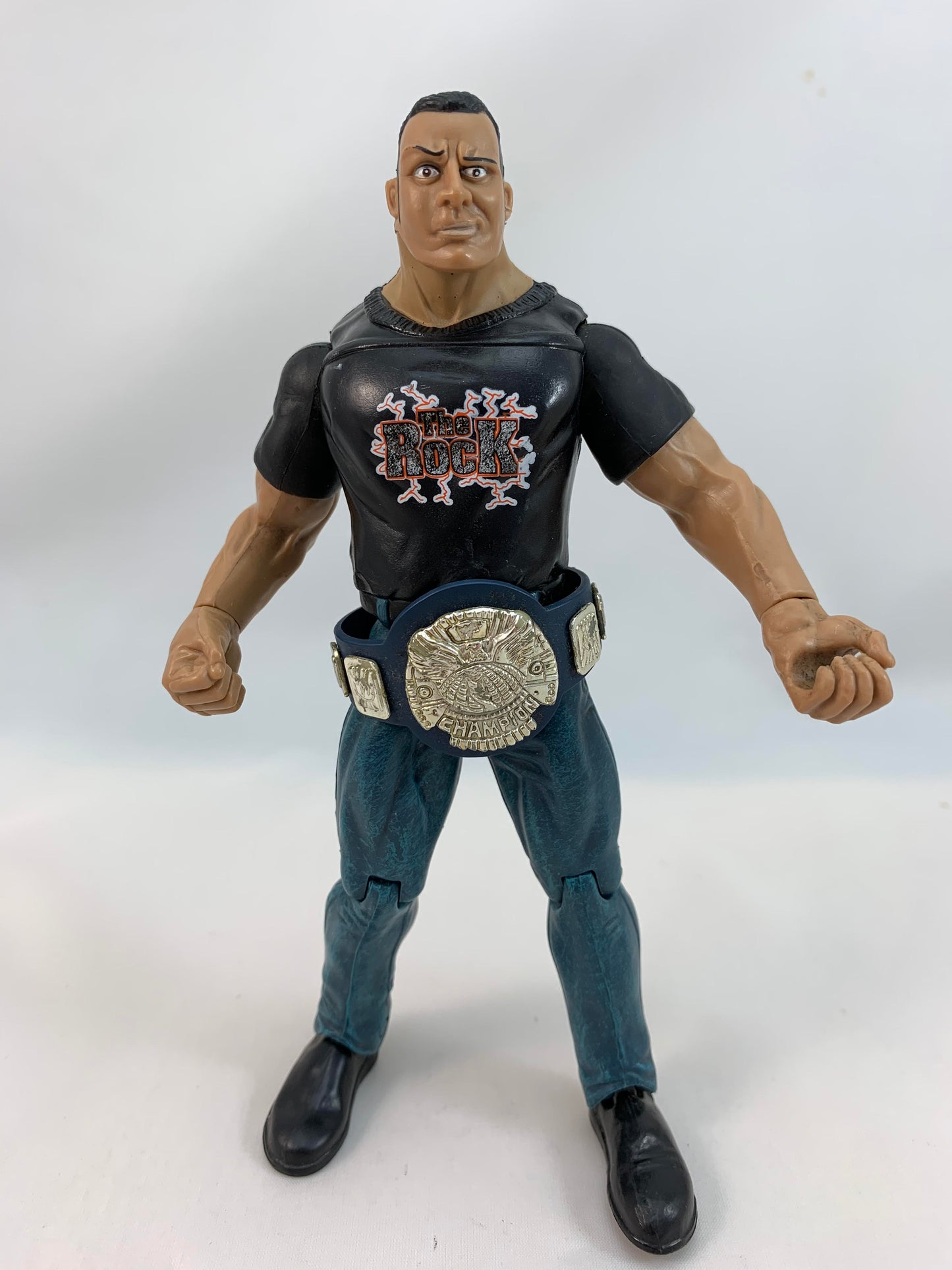 Jakks Pacific The Rock Wrestling Action Figure Titan Tron Live 1999 with title belt - Loose Action Figure