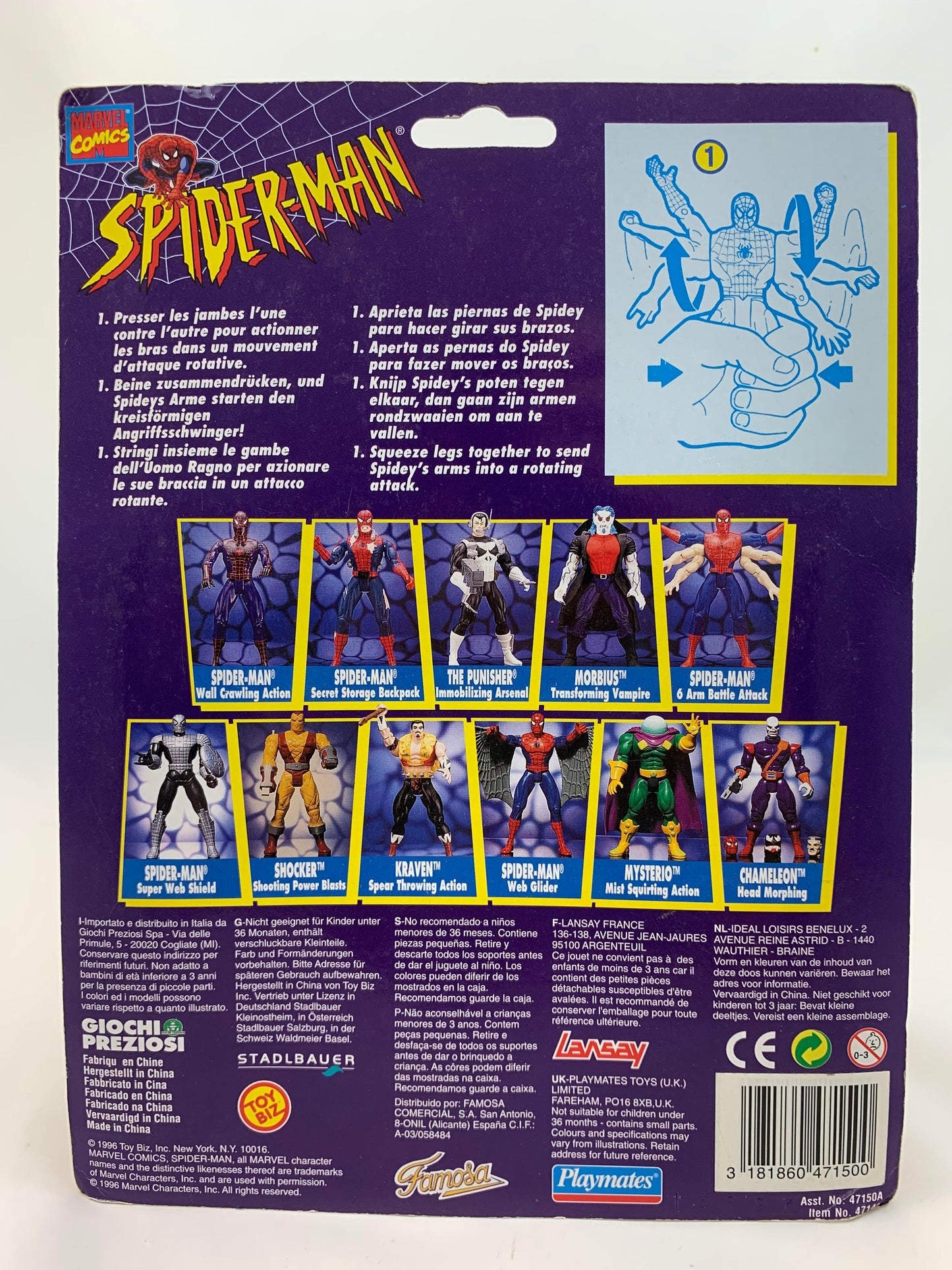 Toy Biz Marvel Vintage MOC SIX ARM SPIDER-MAN Animated Series Wave 4 1994 - MOC