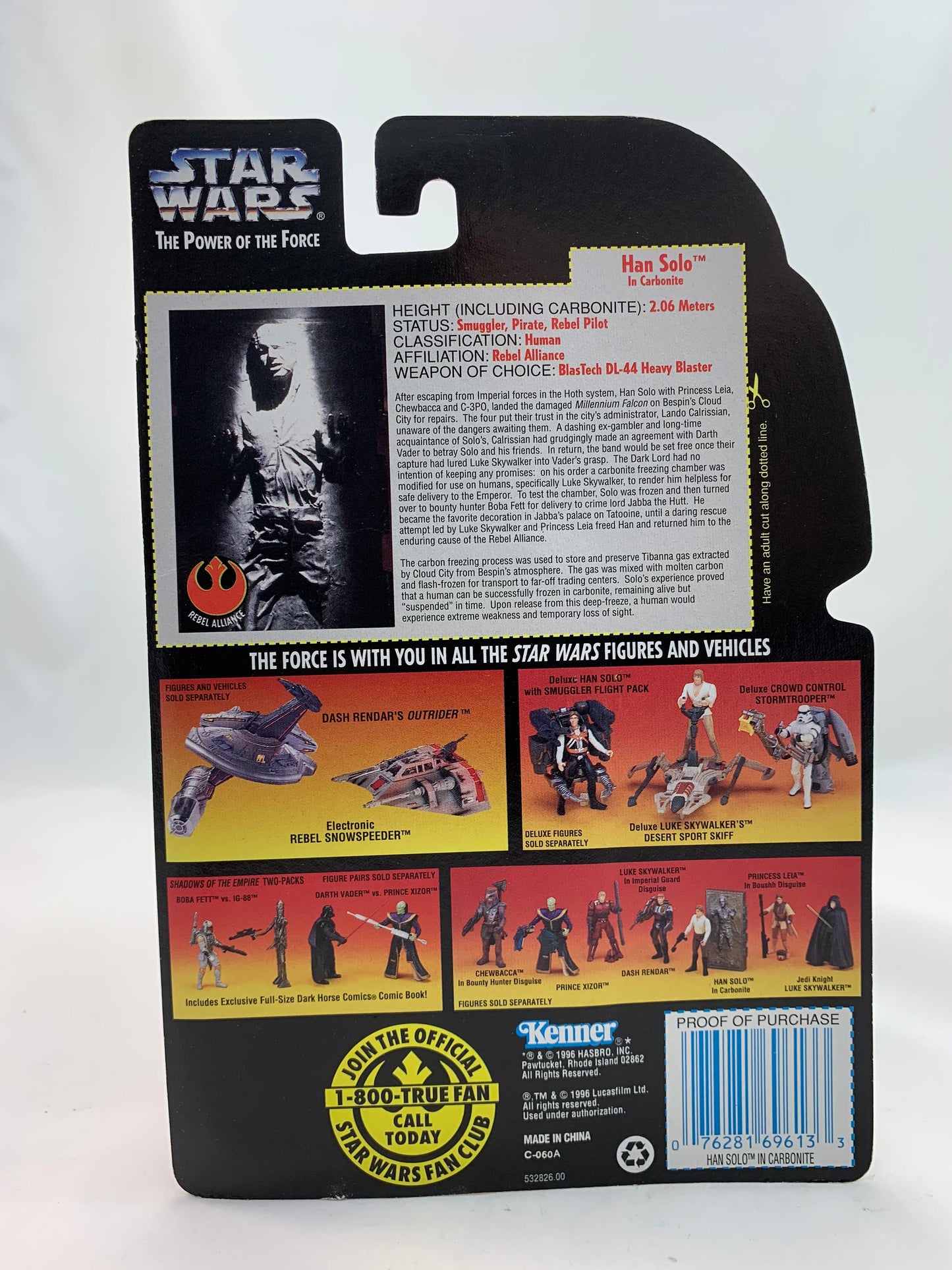 Kenner Hasbro Red Card Star Wars Power Of The Force 2 Han Solo in Carbonite 1995 - MOC