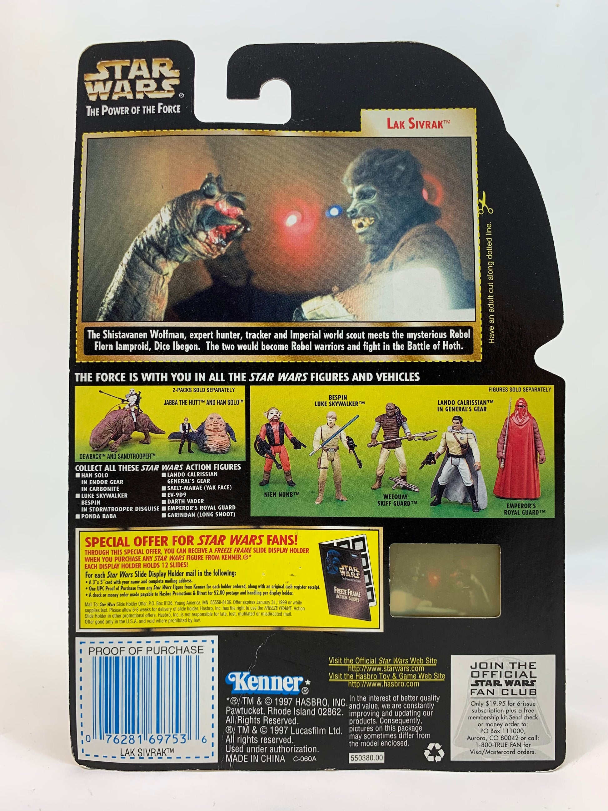 Kenner Star Wars POTF: Power of the Force Green Card 1998 Lak Sivrak Freeze Frame - MOC