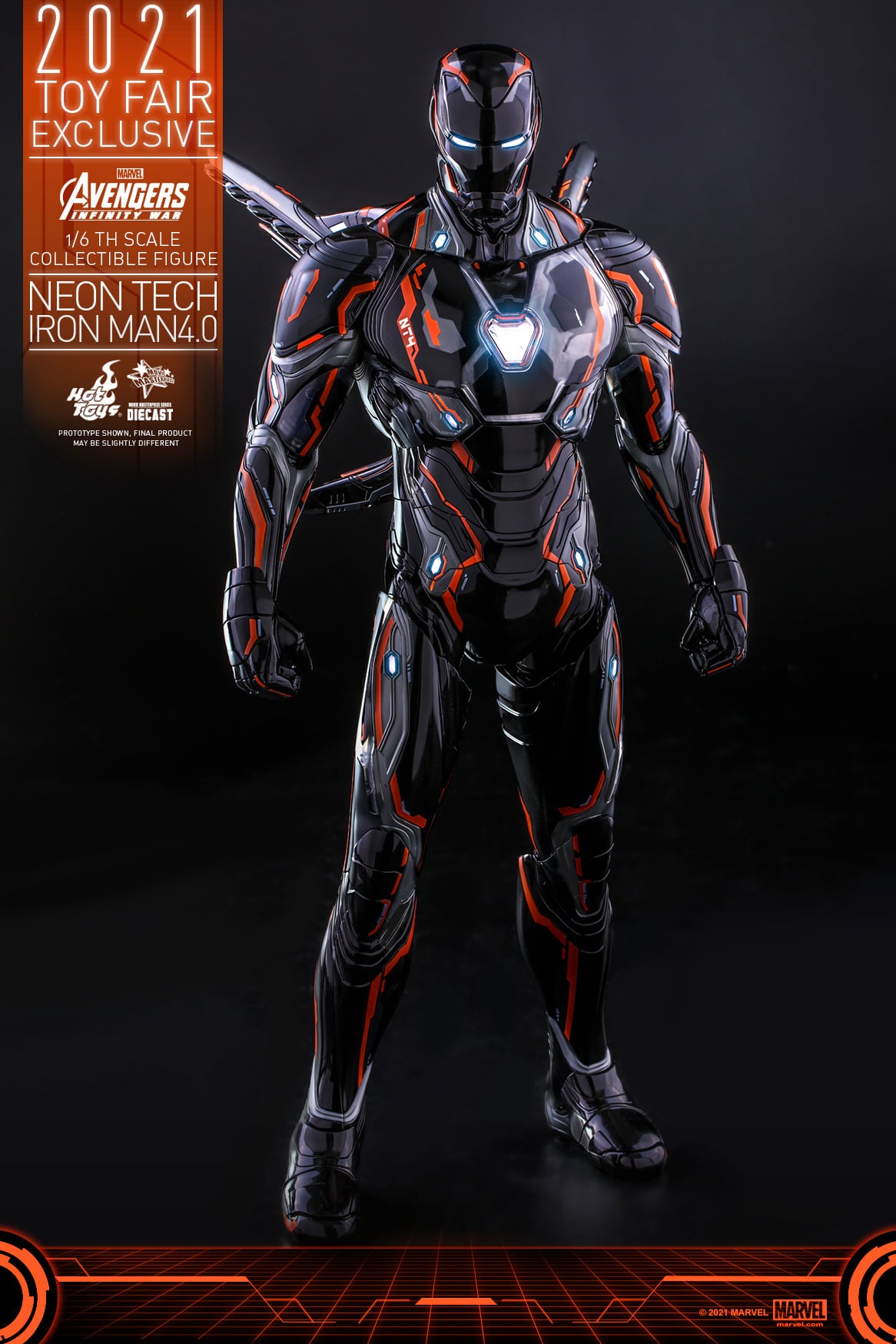 Hot Toys MMS597D39 1/6 Avengers: Infinity War - Neon Tech Iron Man 4.0 [Toy Fair Exclusive 2021]