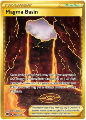 Magma Basin 185/172 Gold Secret Rare Pokemon Card (SWSH Brilliant Stars) -