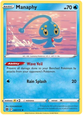 Manaphy 041/172 Rare Pokemon Card (SWSH Brilliant Stars) -