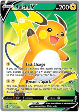 Raichu V (Full Art) 158/172 Ultra Rare Pokemon Card (SWSH Brilliant Stars) -