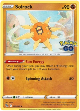 Solrock 039 078 Uncommon - Collectible Trading Card Game