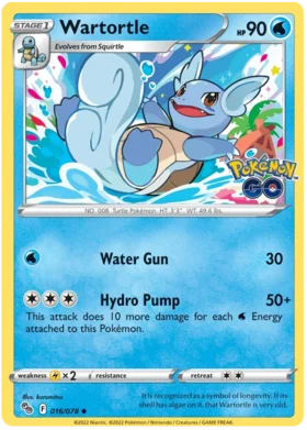 Wartortle 016 078 Uncommon Reverse Holo - Collectible Trading Card Game