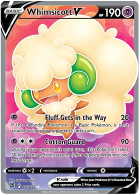 Whimsicott V (Full Art) 160/172 Ultra Rare Pokemon Card (SWSH Brilliant Stars) -